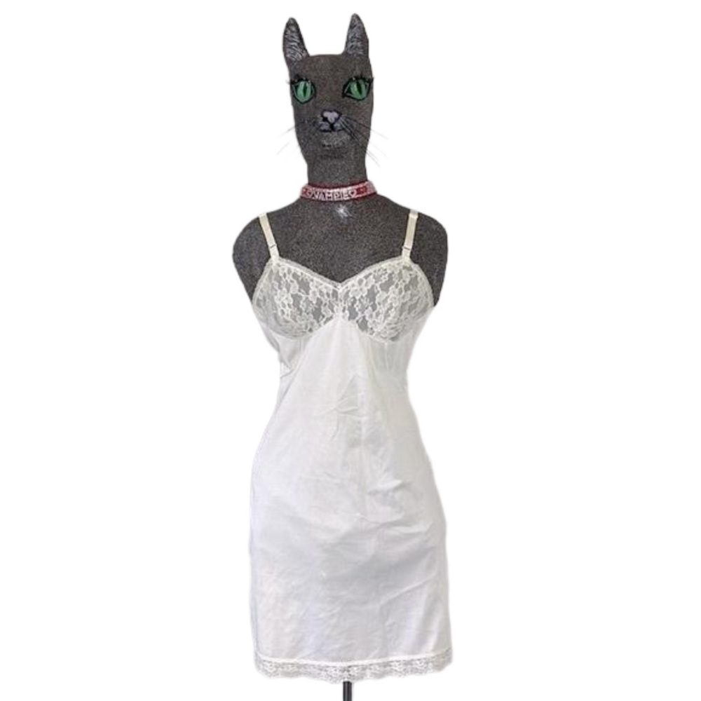 Vintage Sears The Doesn’t Slip Short Slip Dress 60s Nylon Anti-Cling Lingerie 32 - Picture 15 of 16
